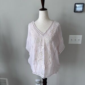 NWT! Hoss Intopia Elegant light-Pink Embroidered Sheer Top - Size 36
